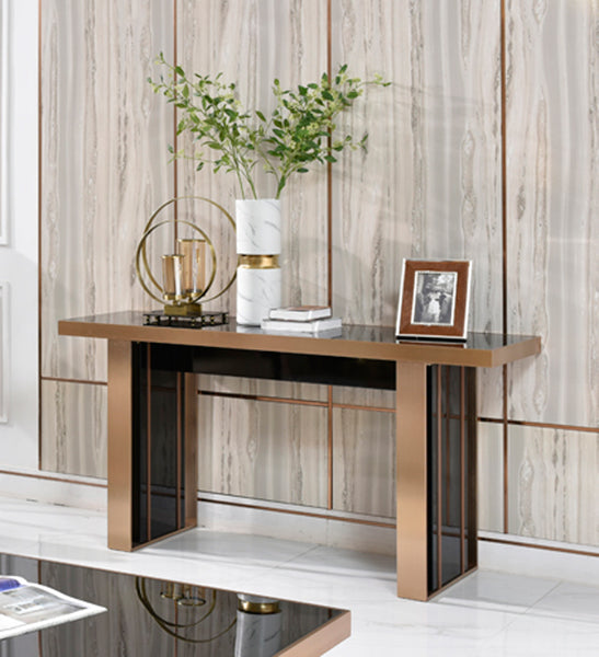 Cartier Modern Black & Rosegold Console Table