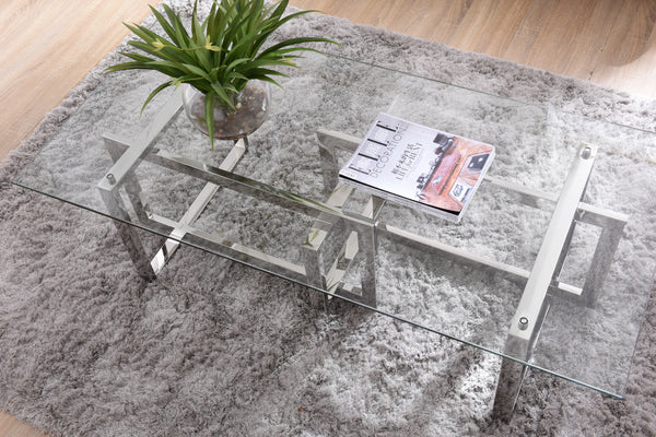 Modrest Valiant Modern Glass & Stainless Steel Coffee Table Model VGVCCT856