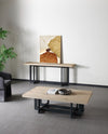 K8963 Sample Natural Oak + Black Metal Console Table