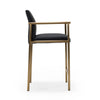 Modrest Custer Modern Black Vegan Leather & Brass Counter Chair Model VGGA-6250CH-C-BLK