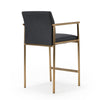 Modrest Custer Modern Black Vegan Leather & Brass Counter Chair Model VGGA-6250CH-C-BLK
