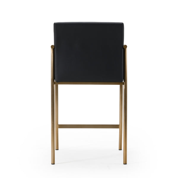 Modrest Custer Modern Black Vegan Leather & Brass Counter Chair Model VGGA-6250CH-C-BLK
