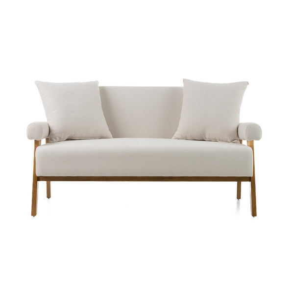 Modrest Cynthia Modern White Fabric & Wood Loveseat Model VGRH-RHS-S204-2
