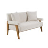 Cynthia Modern White Fabric + Wood Loveseat
