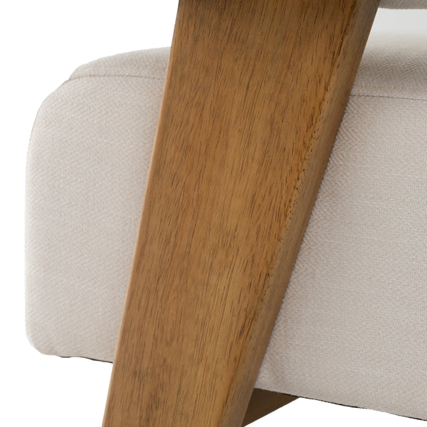 Cynthia Modern White Fabric + Wood Loveseat