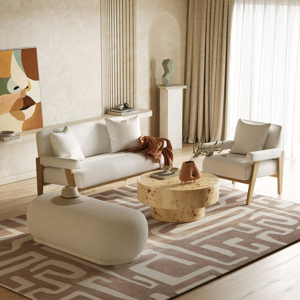 Divani Casa Kael Contemporary White Sherpa Ottoman Model VGODZW-20100-WHT-OTT