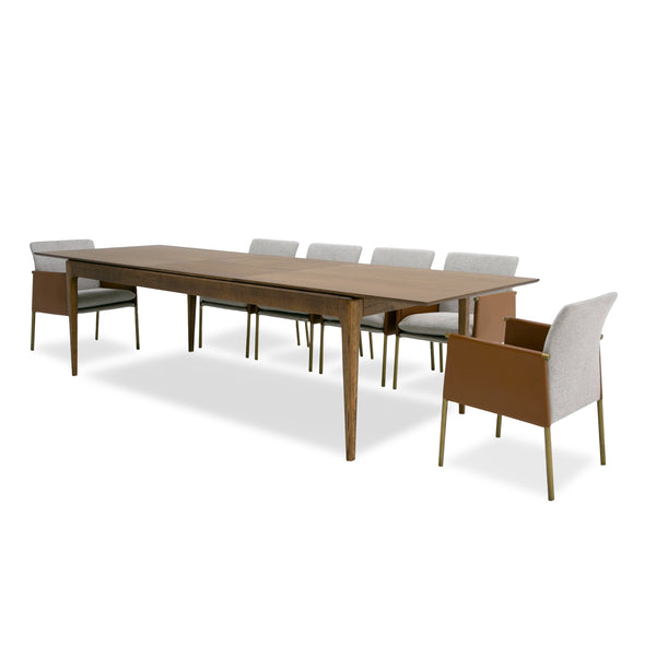 Modrest Dallas Mid Century Modern Brown Oak Extendable Dining Table Model VGME-121256-DT