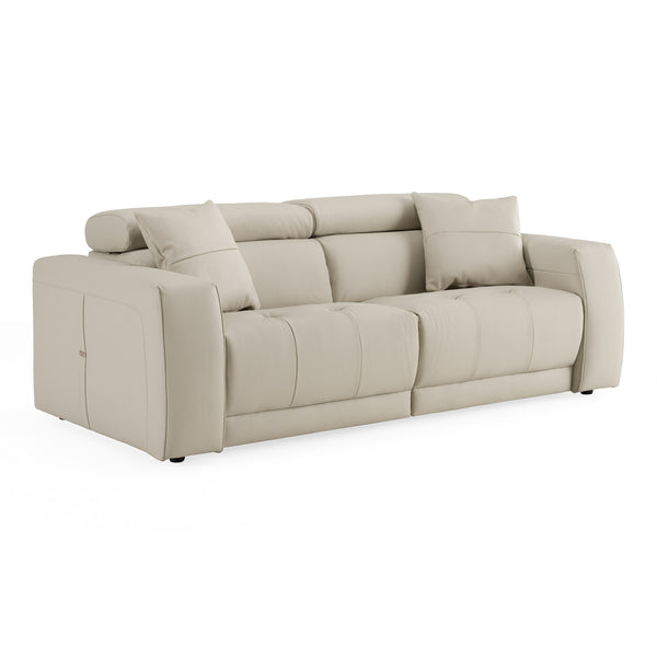 Dalton Modern Italian Light Grey Leather 3-Seat Sofa + 2 Recliners