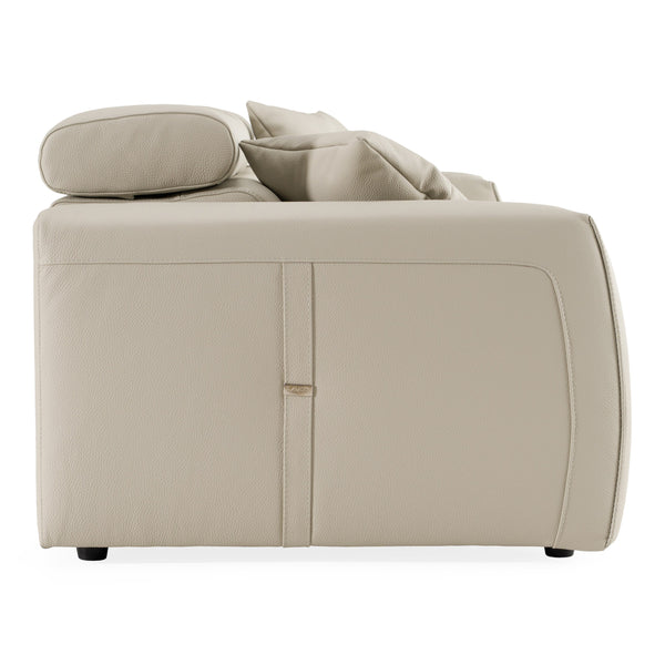 Dalton Modern Italian Light Grey Leather 3-Seat Sofa + 2 Recliners