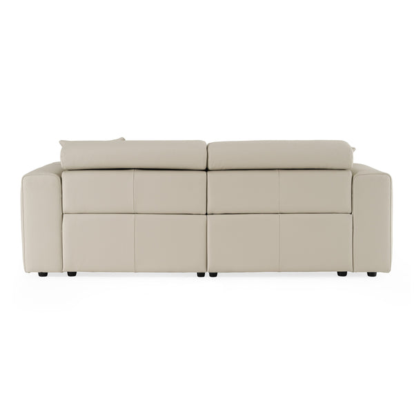 Dalton Modern Italian Light Grey Leather 3-Seat Sofa + 2 Recliners