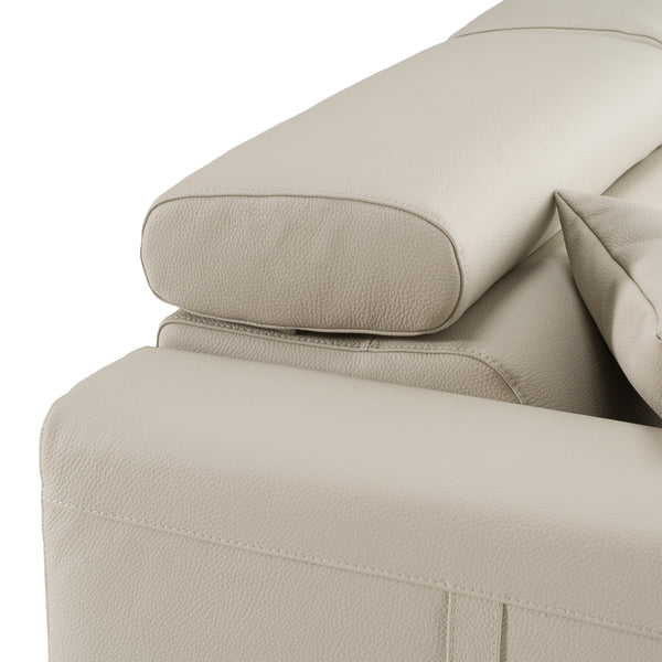 Dalton Modern Italian Light Grey Leather 3-Seat Sofa + 2 Recliners