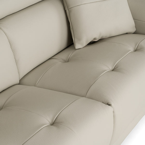 Dalton Modern Italian Light Grey Leather 3-Seat Sofa + 2 Recliners