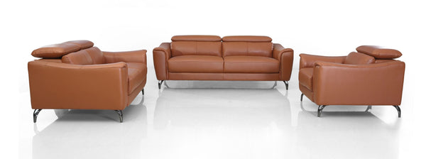 Divani Casa Danis Modern Cognac Leather Brown Sofa Set Model VGBNS-1803-BRN