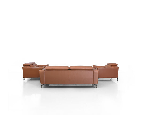 Divani Casa Danis Modern Cognac Leather Brown Sofa Set Model VGBNS-1803-BRN