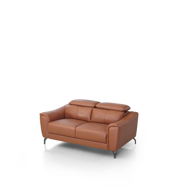 Divani Casa Danis Modern Cognac Leather Brown Loveseat Model VGBNS-1803-BRN-L