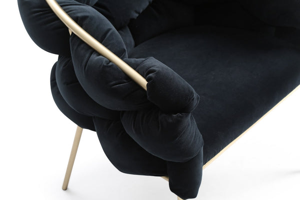 Modrest Debra Modern Black Velvet & Brushed Brass Dining Chair Model VGVCB202A