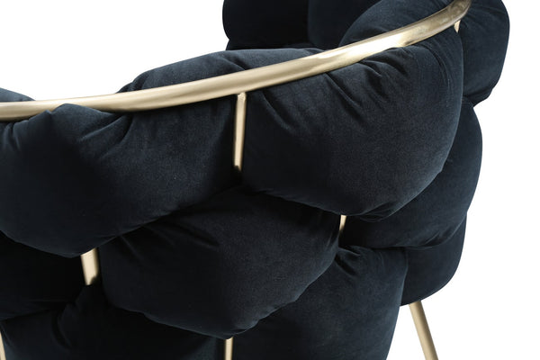 Modrest Debra Modern Black Velvet & Brushed Brass Dining Chair Model VGVCB202A