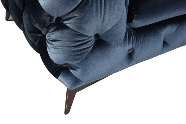 Delilah Modern Blue Fabric Loveseat