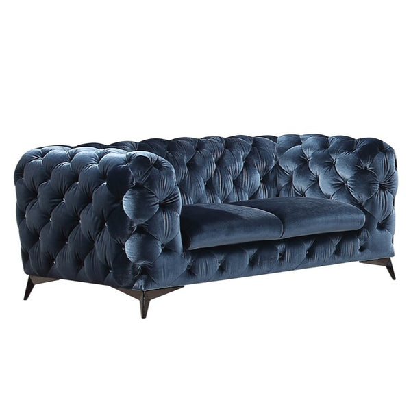 Delilah Modern Blue Fabric Loveseat