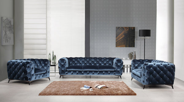 Delilah Modern Blue Fabric Loveseat