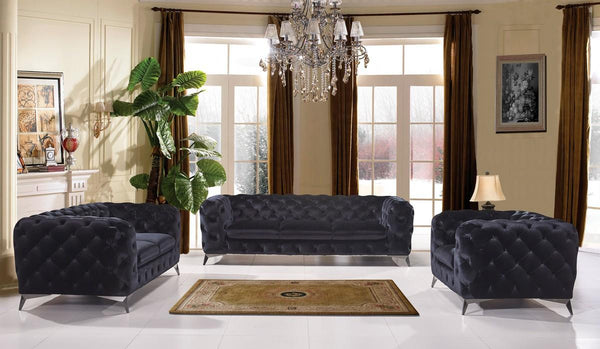 Delilah Modern Black Fabric Loveseat