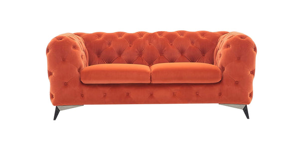 Delilah Modern Orange Fabric Loveseat