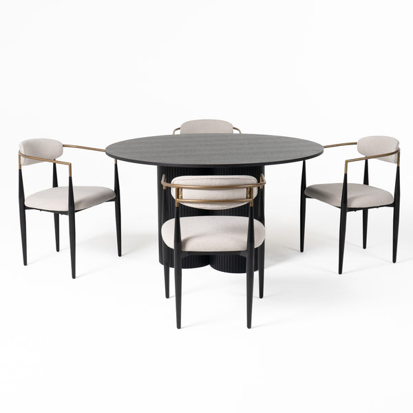 Modrest Depew Mid Century Modern Black Oak Round Dining Table Model VGDWJ3646-1-BLK