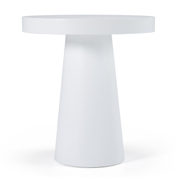 Modrest Desoto Modern White Concrete Round End Table Model VGGR-DESTOTO-WHT