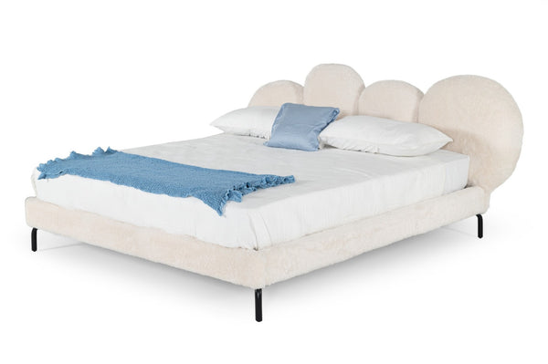 Modrest Destiny Contemporary White Sherpa Bubble Bed Model VGODZW-20104-WHT-BED