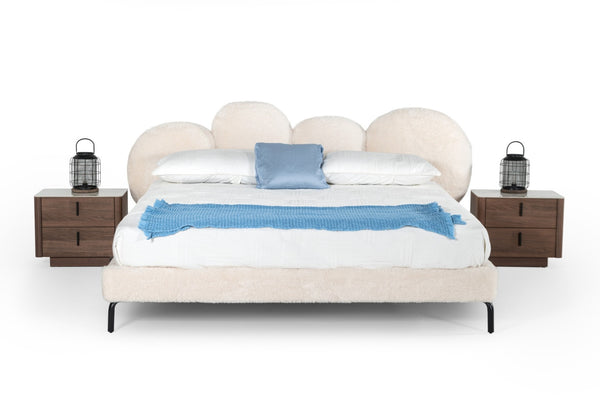 Modrest Destiny Contemporary White Sherpa Bubble Bed Model VGODZW-20104-WHT-BED