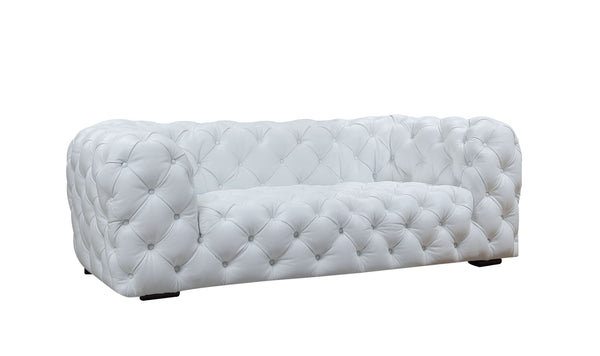 Dexter Transitional White Full Italian Leather Sofa
