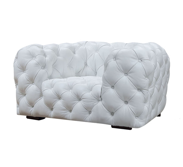 Divani Casa Dexter Transitional White Full Italian Leather Lounge Chair Model VGCA114-WHT-CH