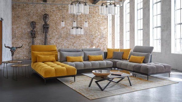 David Ferrari Display Italian Modern Grey & Yellow Fabric Modular Sectional Sofa Model VGFTDISPLAY