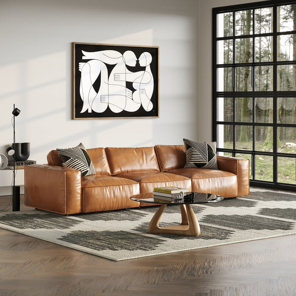 Divani Casa Cambria Modern Cognac Leather Sofa Model VGKK-KF.1123-SOFA-M2832