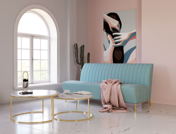 Divani Casa Mosko Modern Light Green & Gold Fabric Sofa Model VGEUMC-9714SF-GRN-S