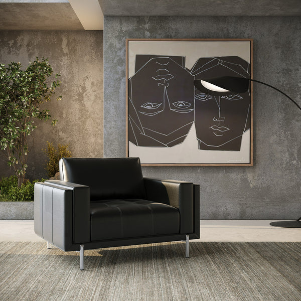 Divani Casa Schmidt Modern Black Leather Chair Model VGKK-KF.7020-CHR-BLK