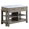 ACME Feivel Natural Marble Top & Rustic Oak Kitchen Island with Pull Out Table Model DN00307