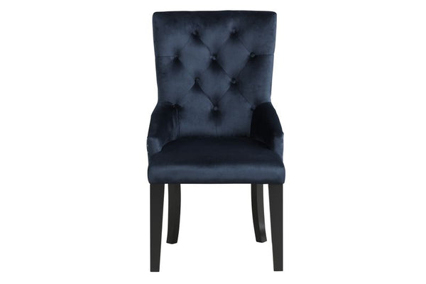 ACME Varian II Dark Navy Velvet & Black Side Chair Model DN00592