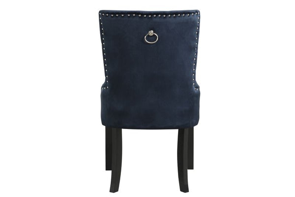 ACME Varian II Dark Navy Velvet & Black Side Chair Model DN00592