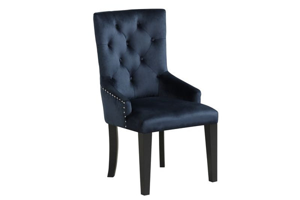 ACME Varian II Dark Navy Velvet & Black Side Chair Model DN00592