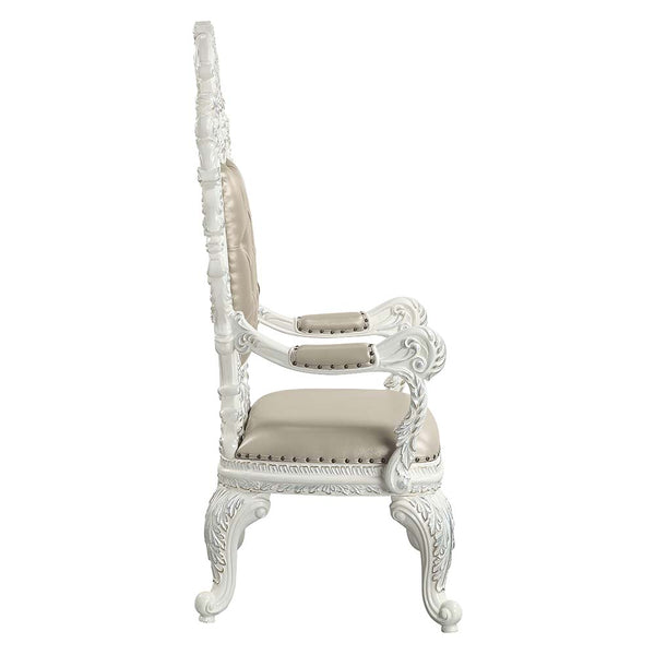 ACME Vanaheim Beige Synthetic Leather & Antique White Arm Chair (Set-2) Model DN00680