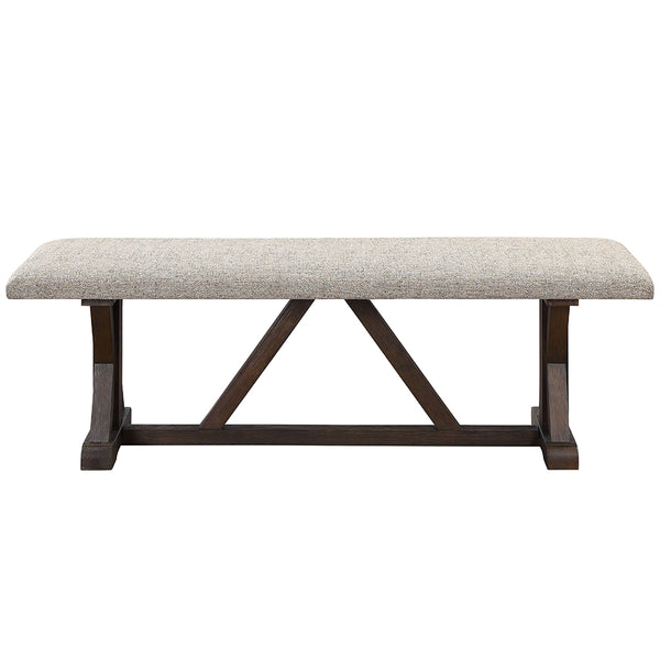 ACME Pascaline Gray Fabric Rustic Brown & Oak Bench Model DN00704