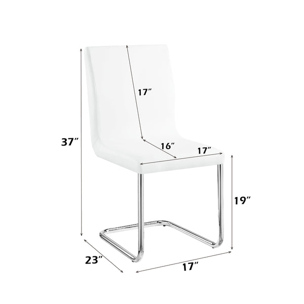 ACME Palton White Synthetic Leather & Chrome Side Chair (Set-2) Model DN00733