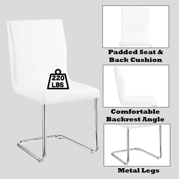 ACME Palton White Synthetic Leather & Chrome Side Chair (Set-2) Model DN00733