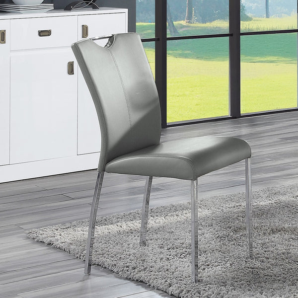 ACME Pagan Gray Synthetic Leather & Chrome Side Chair (Set-2) Model DN00741
