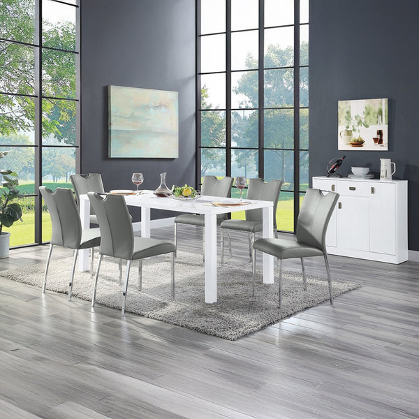 ACME Pagan Gray Synthetic Leather & Chrome Side Chair (Set-2) Model DN00741