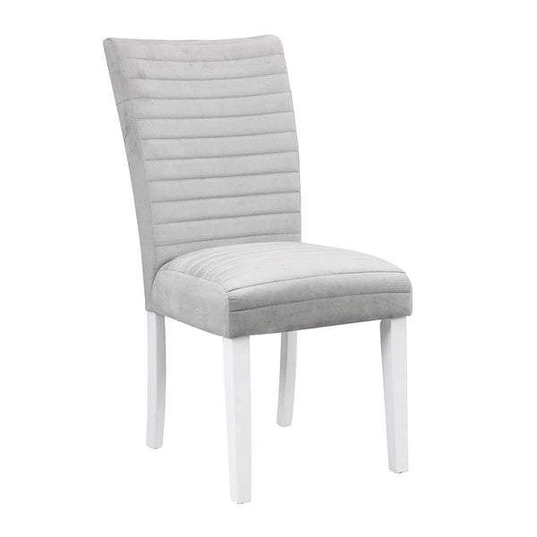 ACME Elizaveta Gray Velvet Faux Crystal Diamonds &White High Gloss Side Chair (Set-2) Model DN00815