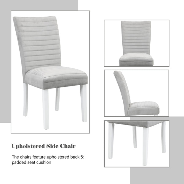 ACME Elizaveta Gray Velvet Faux Crystal Diamonds &White High Gloss Side Chair (Set-2) Model DN00815