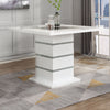 ACME Elizaveta Gray Velvet Faux Crystal Diamonds &White High Gloss Counter Height Table with Pedestal Base Model DN00817