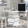 ACME Elizaveta Gray Velvet Faux Crystal Diamonds &White High Gloss Counter Height Table with Pedestal Base Model DN00817
